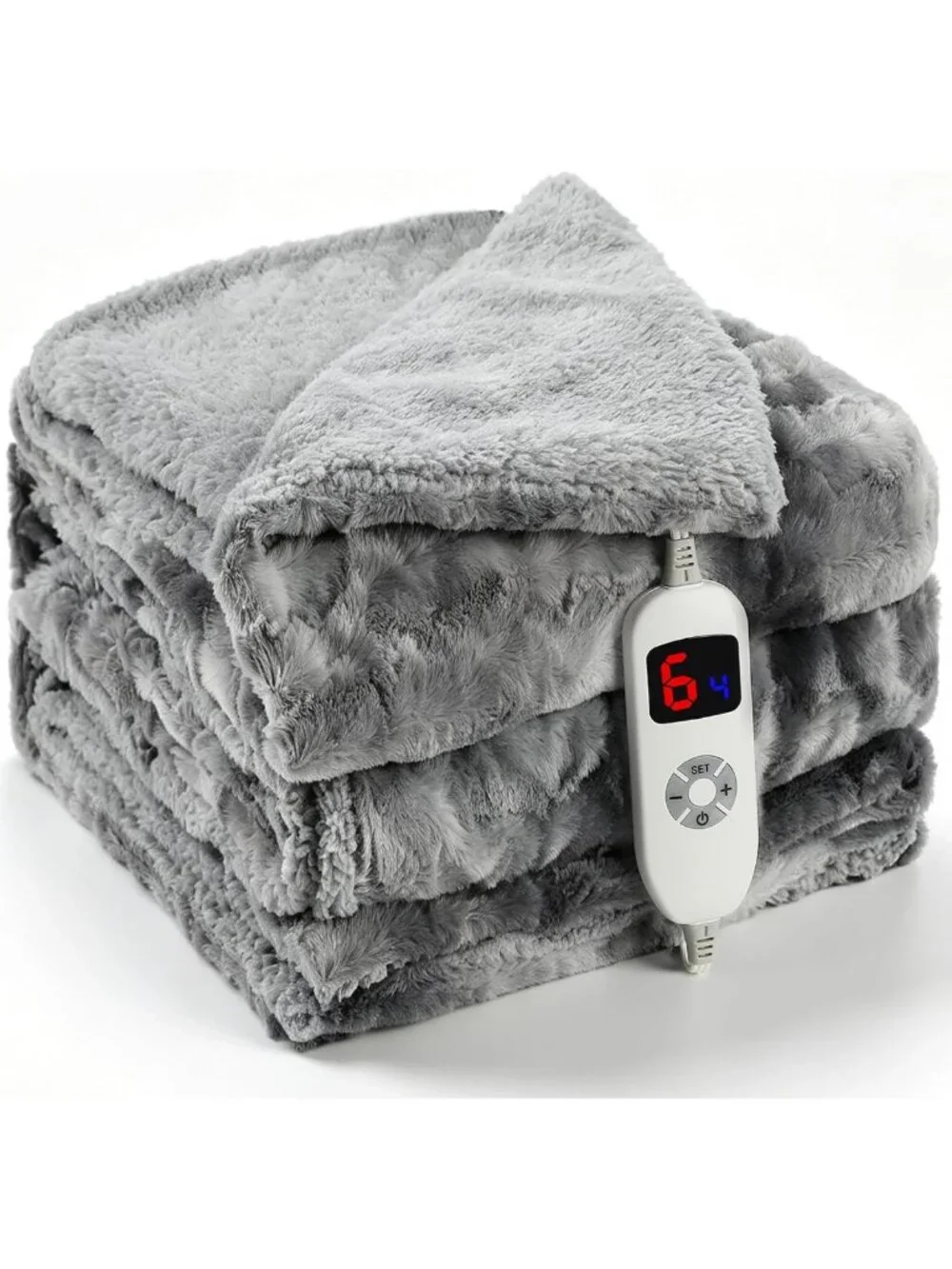 Cozy Heated Blanket Throw 50” x 70” - Soft Dark Gray for Home & Office Use